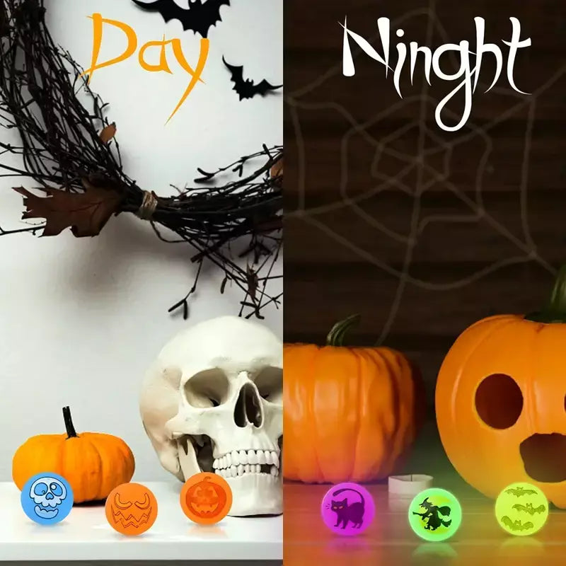 100/10 pçs halloween brilho no escuro bolas saltando brinquedo crianças truque ou deleite presente goodie saco enchimento festa de halloween favores fornecimento