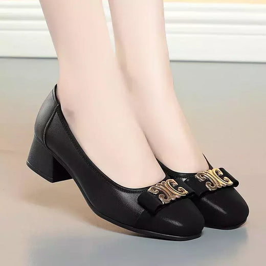 Sapatos simples de boca rasa macia, estilo francês, couro macio, com todos os f