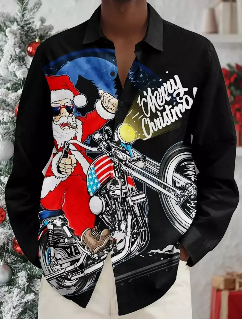 2024 novo estilo de natal papai noel camisa gráfica para homens casual vintage impressão 3d manga longa roupas feriados festa y2k topos