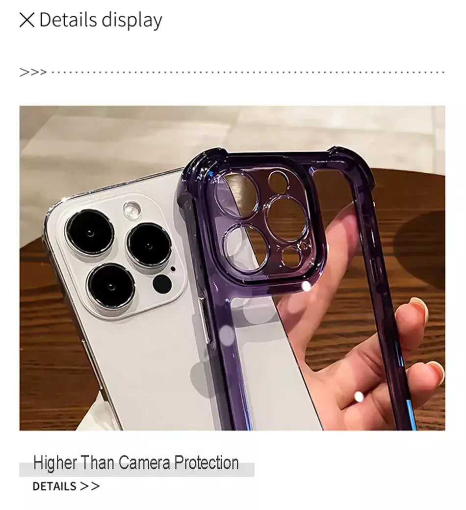 Luxo à prova de choque claro caso telefone para iphone 15 14 13 12 11 pro max 14 15 plus silicone pára-choques transparente capa traseira dura