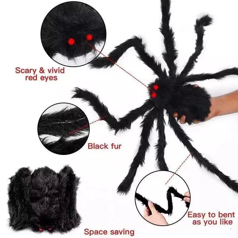30cm/50cm/75cm/90cm/125cm/150cm/200cm horror halloween gigante aranha preta decoração casa assombrada festa adereços decoração de halloween
