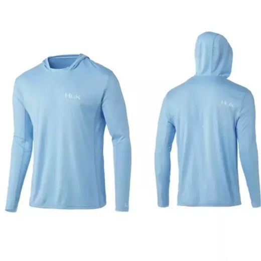 Camisa de pesca huk com chapéu manga longa sol uv upf50 verão secagem rápida superior leve roupas de pesca dos homens esportes caça acampamento