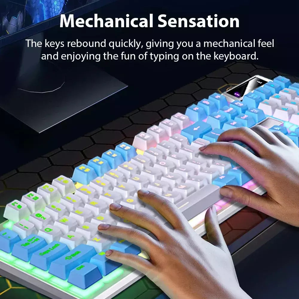 K500 teclado para jogos com fio sensação mecânica laptop desktops pc computador acessórios de escritório 104 teclas teclados com luz de fundo rgb