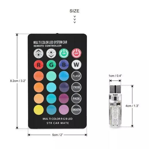 1 conjunto de lâmpadas led w5w t10 12smd 5050 rgb com controle remoto flash leitura cunha luz luzes de folga canbus 194 168 12v