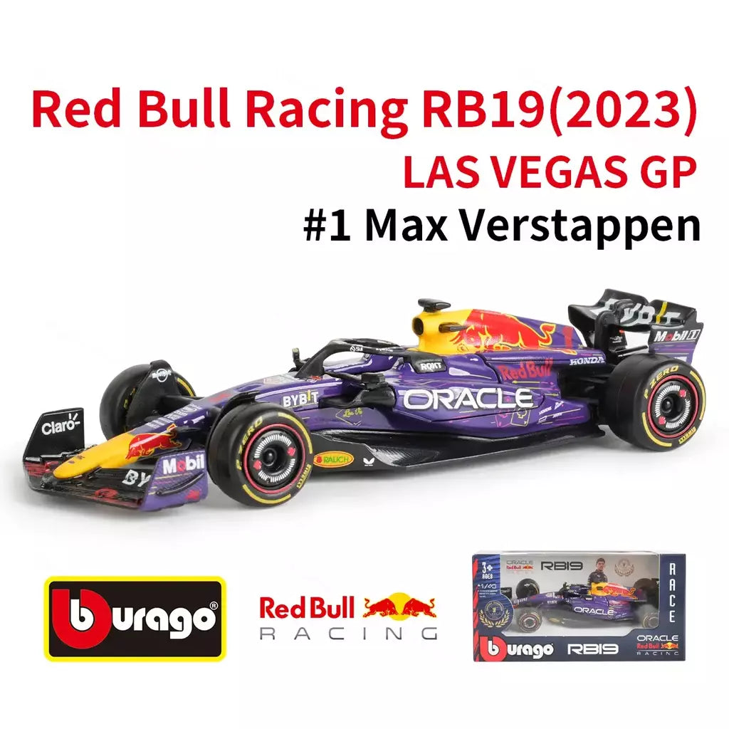 Bburago 1:43 Redbull 2023 RB19 Austin Miami Las Vegas GP # 1 # 11 F1 Racing Formula Car Simulação Estática Diecast Alloy Model Car