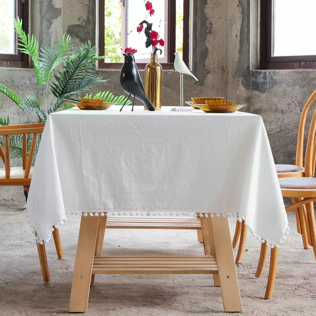Toalha De Mesa De Mesa De Café De Algodão Retangular, Cobertura De Mesa Branca, Sala De Estar, Decoração De Casa, Pano, Casamento, Decoração De Natal