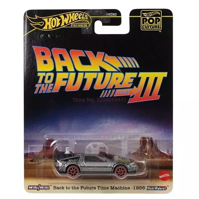 Original rodas quentes 2025 cultura pop Hxd63-L série lamborghini de volta para o futuro modelo de carro crianças brinquedos modelo carro coleção presente