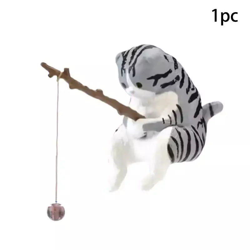1pc criativo pesca gato carro decoração interior artesanato bonito resina auto estatuetas em miniatura ornamentos acessórios pequenos presentes