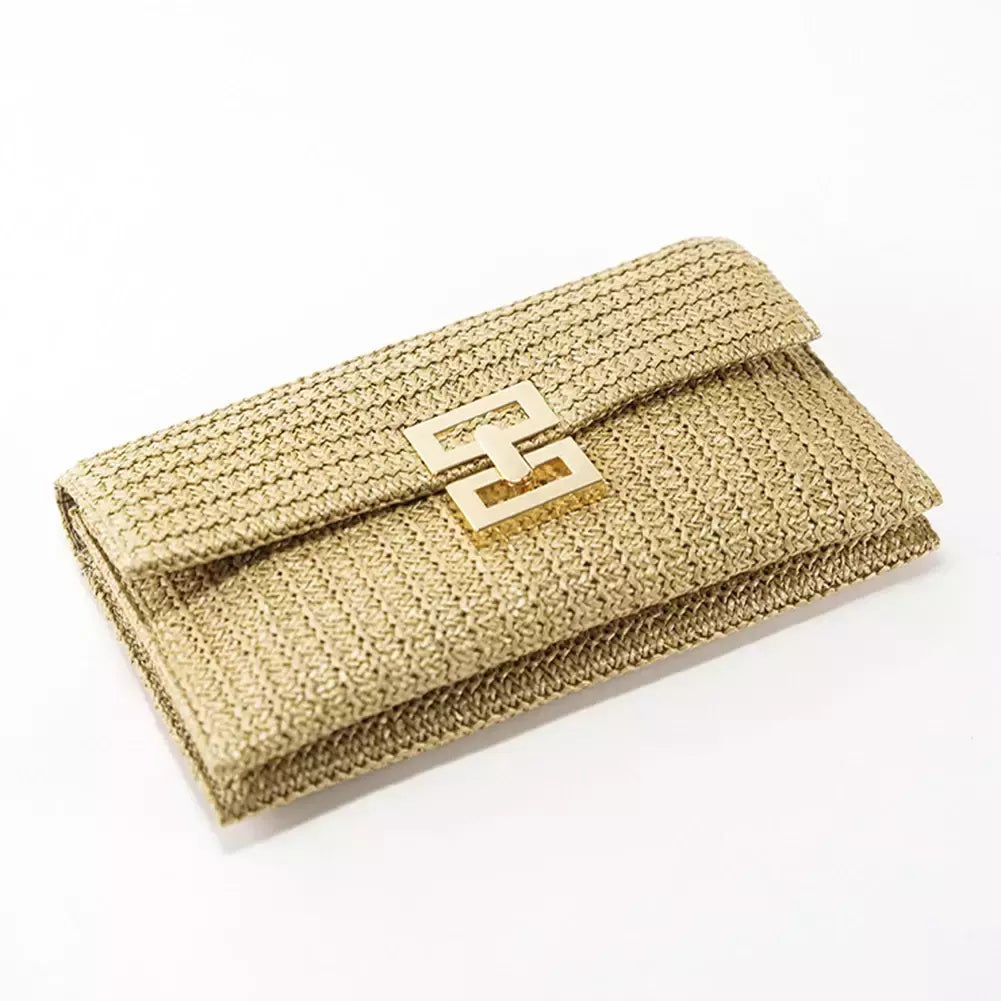 Safia Woven Clutch para mulheres, bolsa de vime de praia, bolsa feminina casual, festa noturna, casamento, luxo, verão, novo