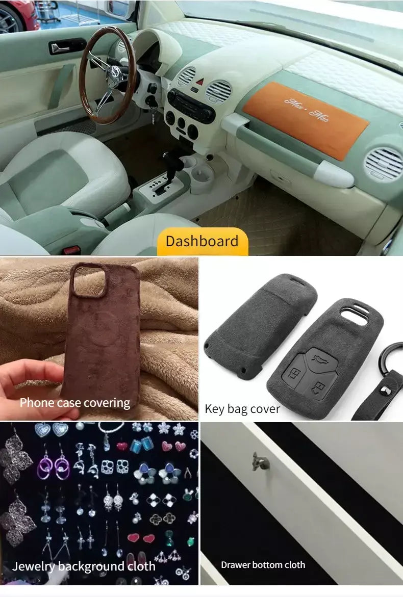Tecido de camurça autoadesivo elástico de 4 lados pelo metro para modificação interior do carro estofamento contador costura pano wearable