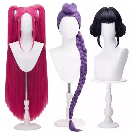 Rumi Zoey Mira Cosplay Peruca Mulheres Preto Terno Dourado Festa de Halloween Role Playing Outfit