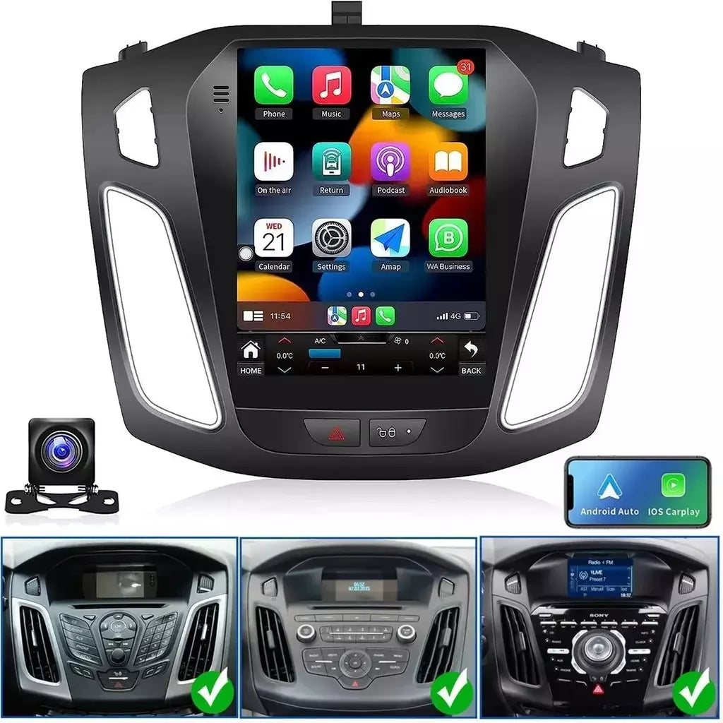 Tela vertical GPS de rádio inteligente estilo Android Tesla para Ford Focus
