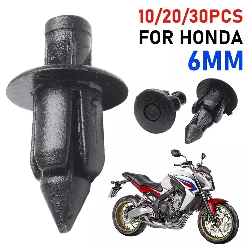10/20/30 pçs 6mm preto rebite carenagem corpo guarnição painel prendedor clipes de parafuso para honda suzuki kawasaki acessórios da motocicleta peças