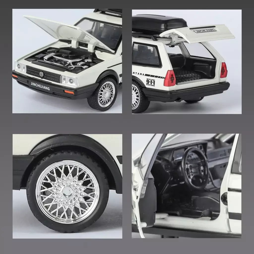 1:32 volkswagenwerk santana wagon liga de metal diecast modelo carro som & luz puxar para trás simulação clássica coleção hobby presente