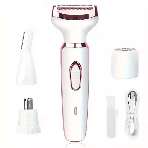 Depilador elétrico da remoção do cabelo do corpo para mulheres, senhora barbeador, navalha indolor, aparador sem fio, presentes, 4 em 1