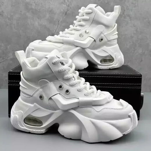 Botas masculinas de alta qualidade 2024 outono nova tendência resistente ao desgaste botas de couro sintético casual rendas até altura crescente botas de moda