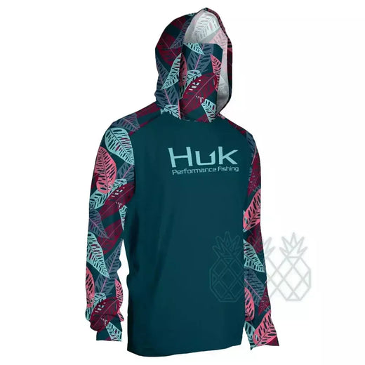 Huk camisas com capuz de pesca com polaina de pescoço manga longa masculina desempenho roupas de pesca proteção solar upf 50 + camisa de pesca