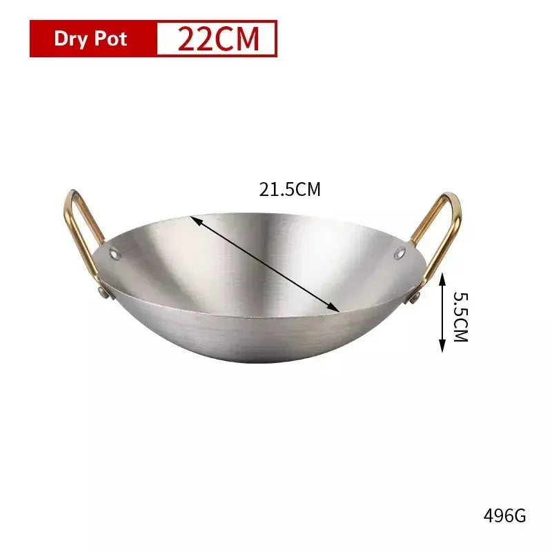 Panela Seca De Aço Inoxidável Espessada, Panela Antiaderente Doméstica, Fornalha De Álcool De Orelha Dourada, Hotpot Pequeno