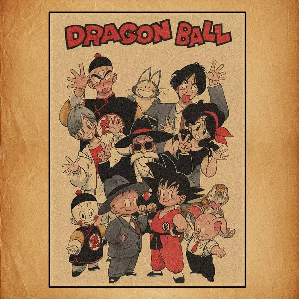 Japonês em torno do anime retro dragon ball cartaz goku gohan vegeta piccolo friza pintura em tela impressão arte da parede presente das crianças