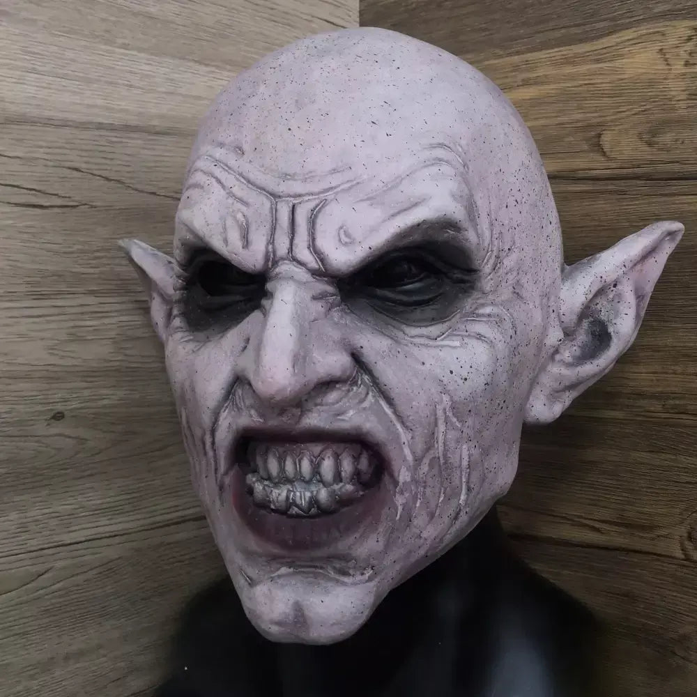 Nosferatu cinza vampiro látex assustador máscara de halloween terror fantasma diabo máscara festa de dança assustador bioquímico alienígena zumbi bonés máscara