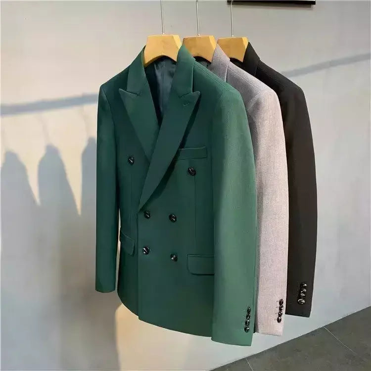 Blazer fino de negócios masculino, roupas estilo coreano, casaco casual, terno elegante, jaquetas marrons, de alta qualidade, 2024