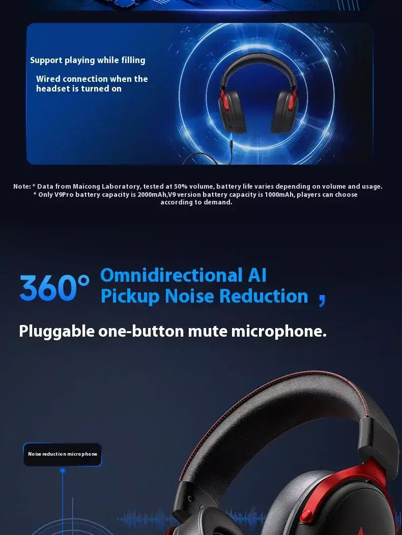 Original mchoose v9 pro personalizado gaming fone de ouvido tri-mode esports fones de ouvido hi-res música ativo redução de ruído fones de ouvido pc