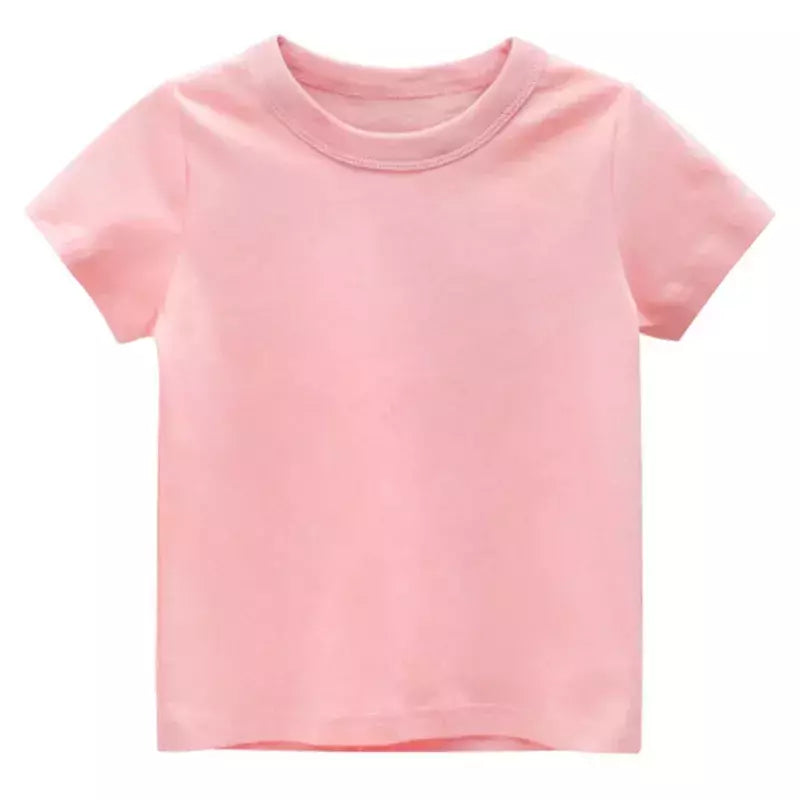 T-shirt de algodão liso para crianças, tops para crianças, meninos e meninas, bebê criança, garotada roupas em branco sólido, branco e preto, crianças manga curta tees, 1 a 8 anos, verão respirável uniformes escolares