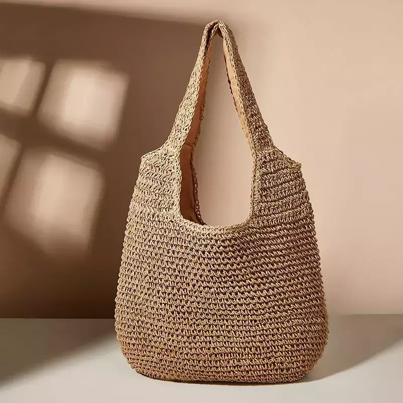 Gusure casual palha sacos de ombro das mulheres de vime tecido senhoras bolsas artesanais praia verão grandes totes saco bohemia
