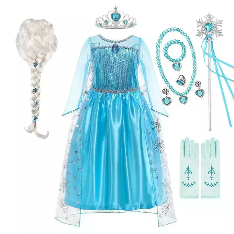Elsa anna vestidos de princesa meninas malha lantejoulas vestido crianças cosplay neve rainha trajes halloween carnaval festa aniversário vestidos