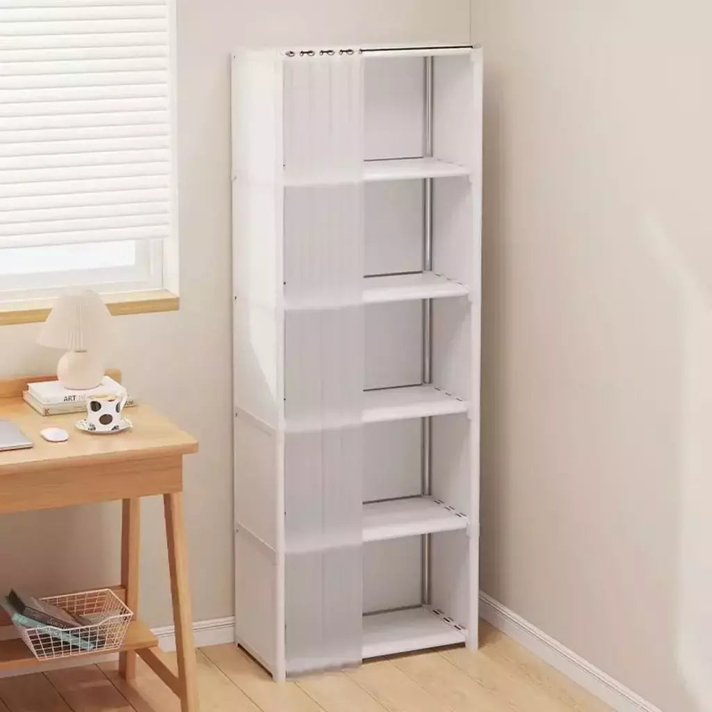 Dustproof High Capacity Partition Wardrobe, Open Bookshelf, Montagem simples Armário de armazenamento, Mobília do quarto, 6 camadas, 5 camadas