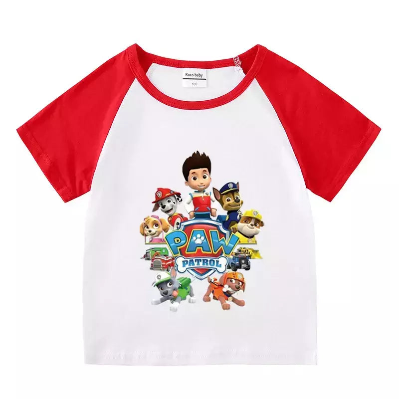 Boys Paw Patrol T-shirt manga curta Top e Shorts Set, bebê meninos roupas, roupas dos desenhos animados, terno verão, novo conjunto infantil, 2022, 2pcs