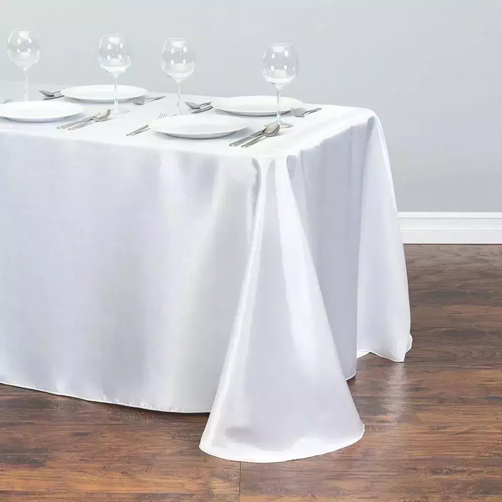 Monocromática Toalha De Mesa De Cetim, Cobertura De Mesa, Toalha De Mesa, Sobreposição, Aniversário, Casamento, Banquete, Restaurante, Festival, Fornecimento De Festa