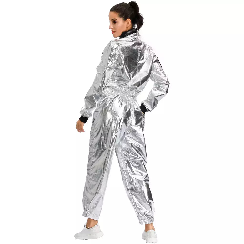 Halloween natal prata spaceman masculino feminino espaço terno adulto crianças astronauta traje festa de família vestir-se presente aniversário