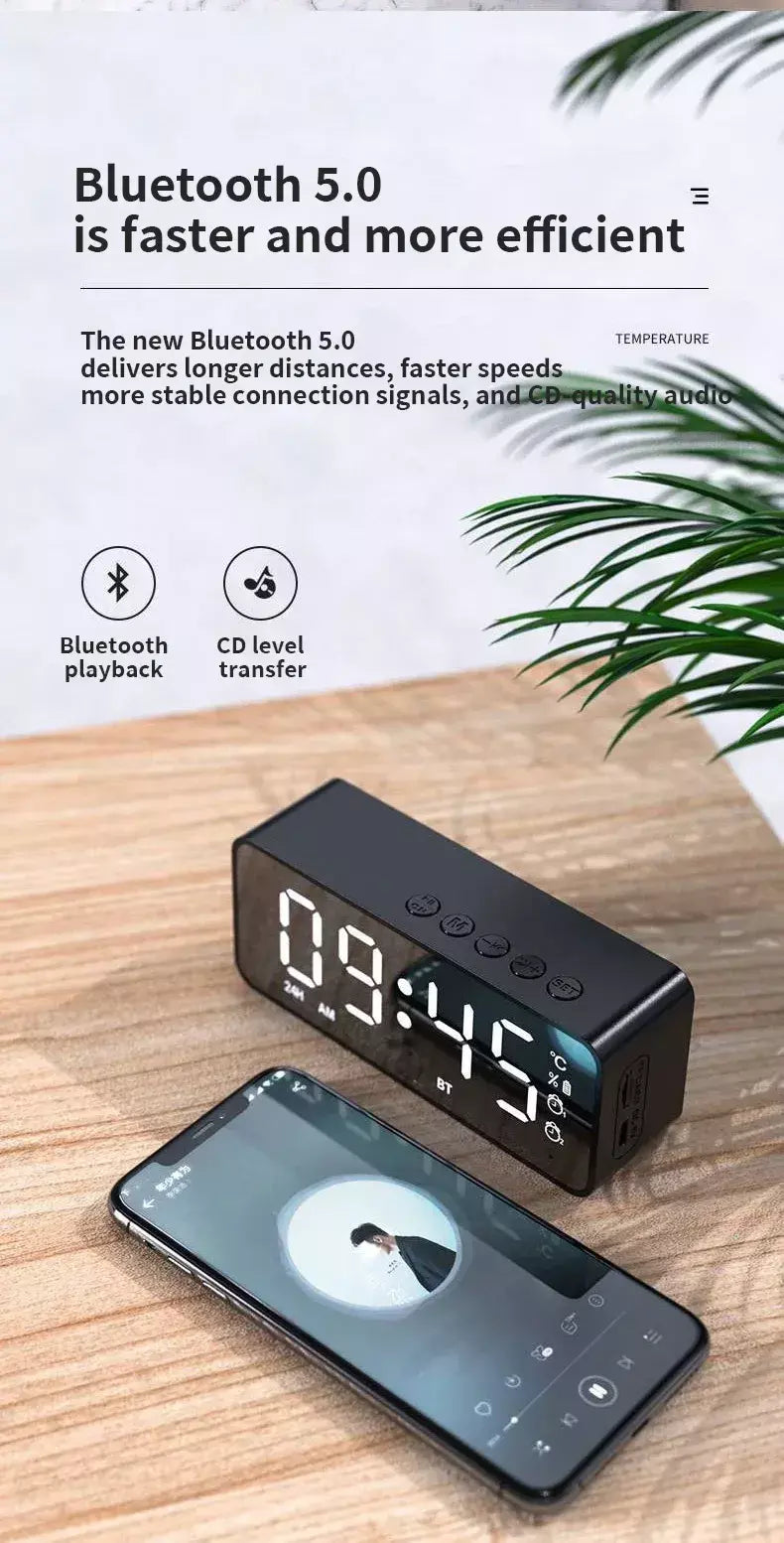 G50 alto-falante sem fio bluetooth com mini cartão fm espelho despertador tenda de áudio recebendo invite de voz k