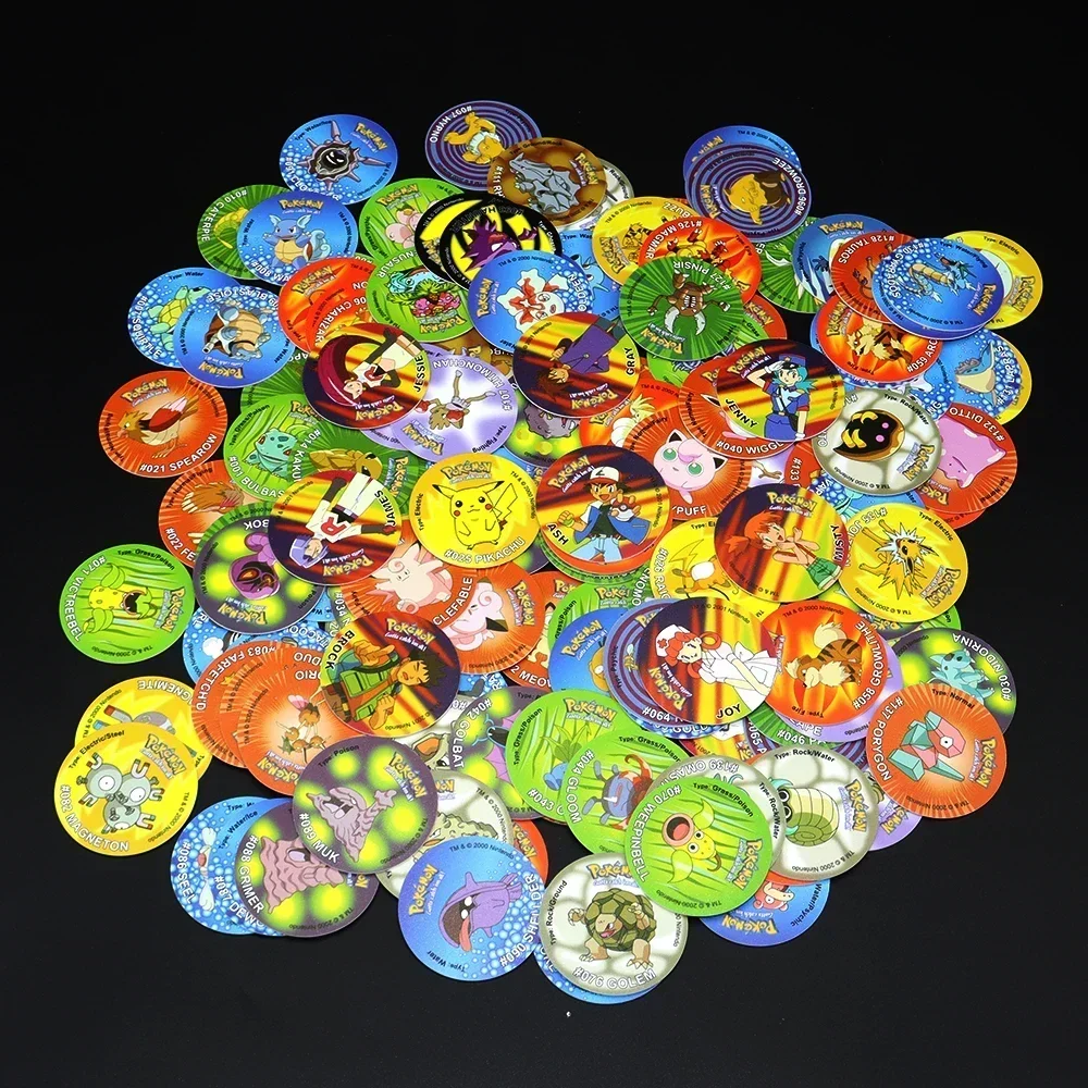 Pokemons Tazos 1/2/3 Geração 30/141/160PCS Pikachu Charizard Rodada Cartão Colecionável Álbum Treinador Pogs Cheetos Chipitaps Tap