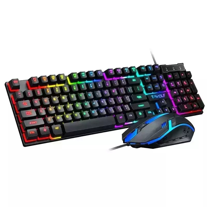 Kit de teclado e mouse para jogos RGB retroiluminado USB com fio teclado e mouse para computador combo 104 teclas para PC Gamer Laptop