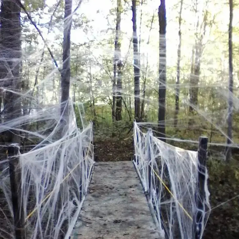 Teia de aranha artificial em branco Stretchy White Cobweb, adereços cena assustadora, acessórios Horror, Home Decor, Halloween, Casa