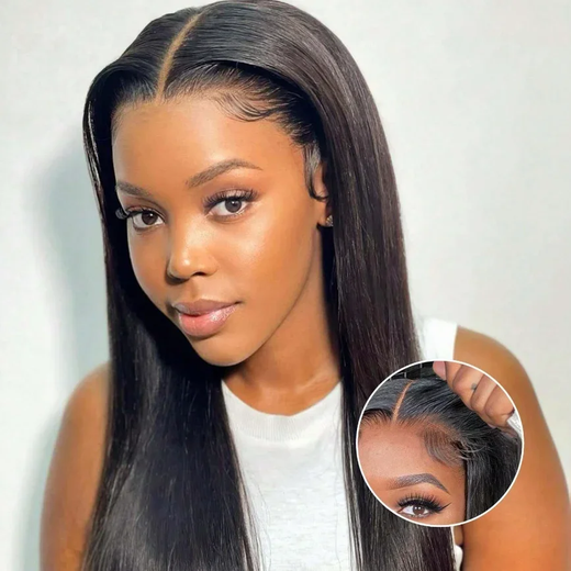 Osso em linha reta perucas sem cola cabelo humano pré arrancado usar para ir peruca dianteira do laço perucas de cabelo humano brasileiro para as mulheres pré corte laço