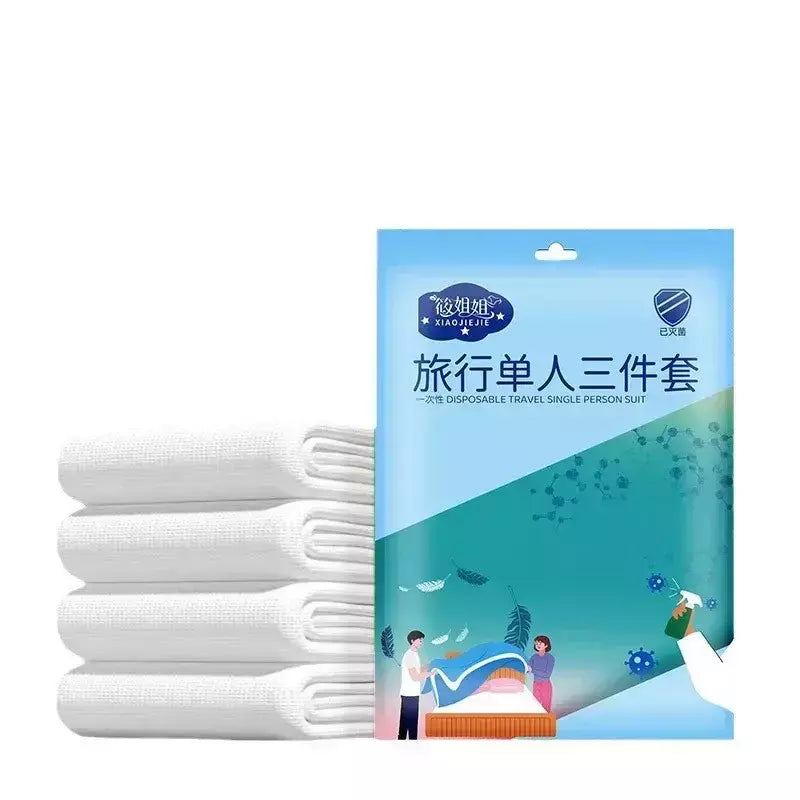 Folha de cama espessada algodão completo duplo, Conjunto de cama descartável, Viagem, Suprimentos de cama dupla, 3 Pcs Set