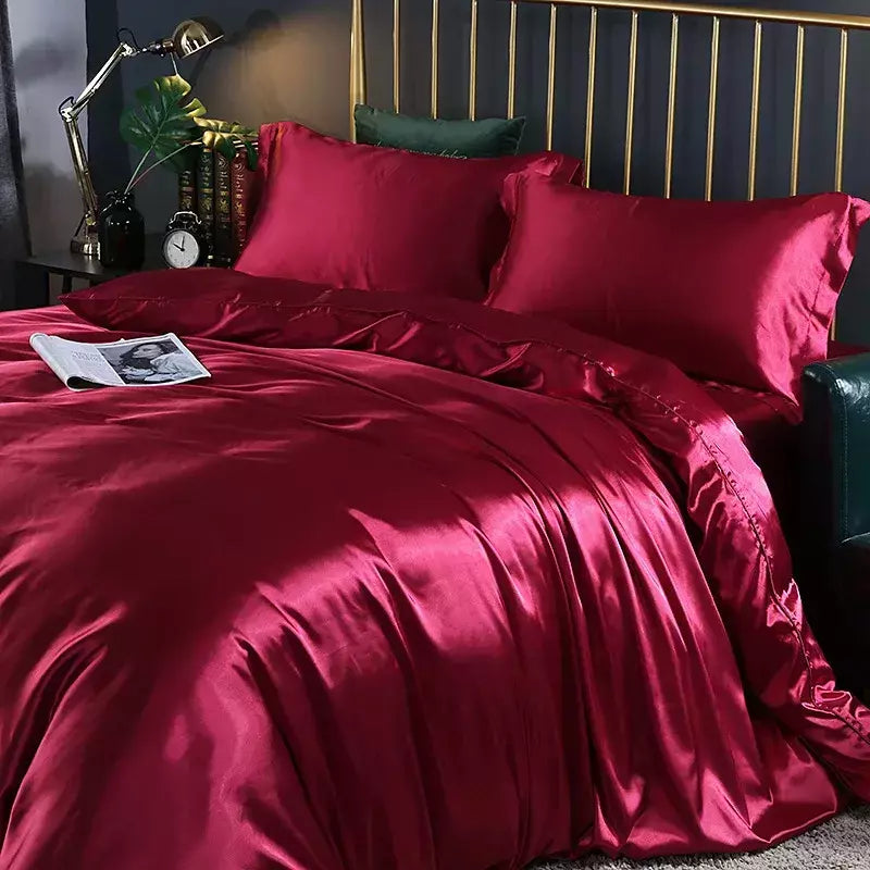 Conjunto De Cama De Luxo Com Capa De Edredão, 100% Seda, Duplo King e Queen Size, Conjuntos De Roupa De Cama, Kit De Capa De Cama, 4PCs
