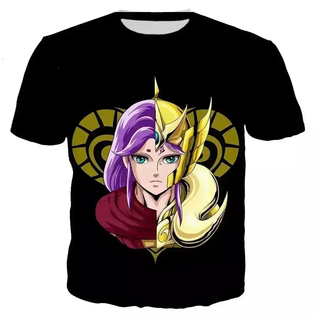 Saint seiya t camisa masculina moda camisetas crianças hip hop topos camisetas anime impressão 3d camiseta masculina de verão gráfico topos meninos t