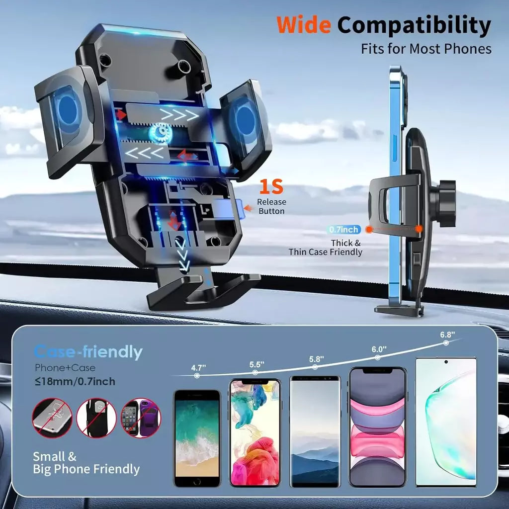 Suporte de telefone para carro 3 em 1, suporte de sucção poderosa para painel de carro, ventilação de ar, para-brisa para todos os telefones iPhone Android