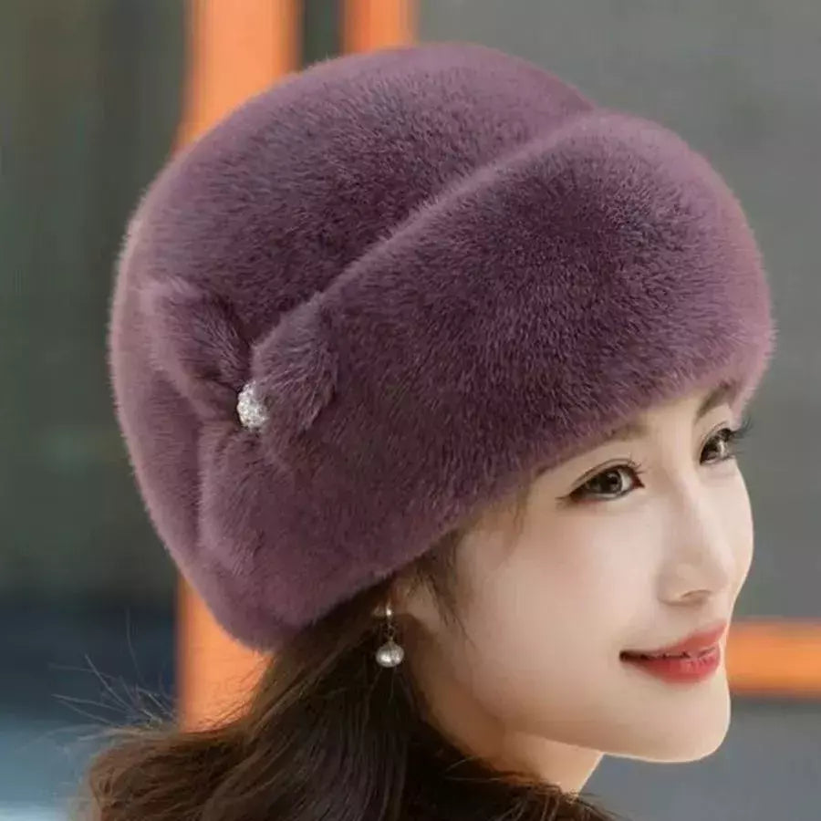 Chapéu de pele quente feminino, moda inverno, cabelo inteiro de vison, boina, maré, Kanye, Gorras Cap, mãe
