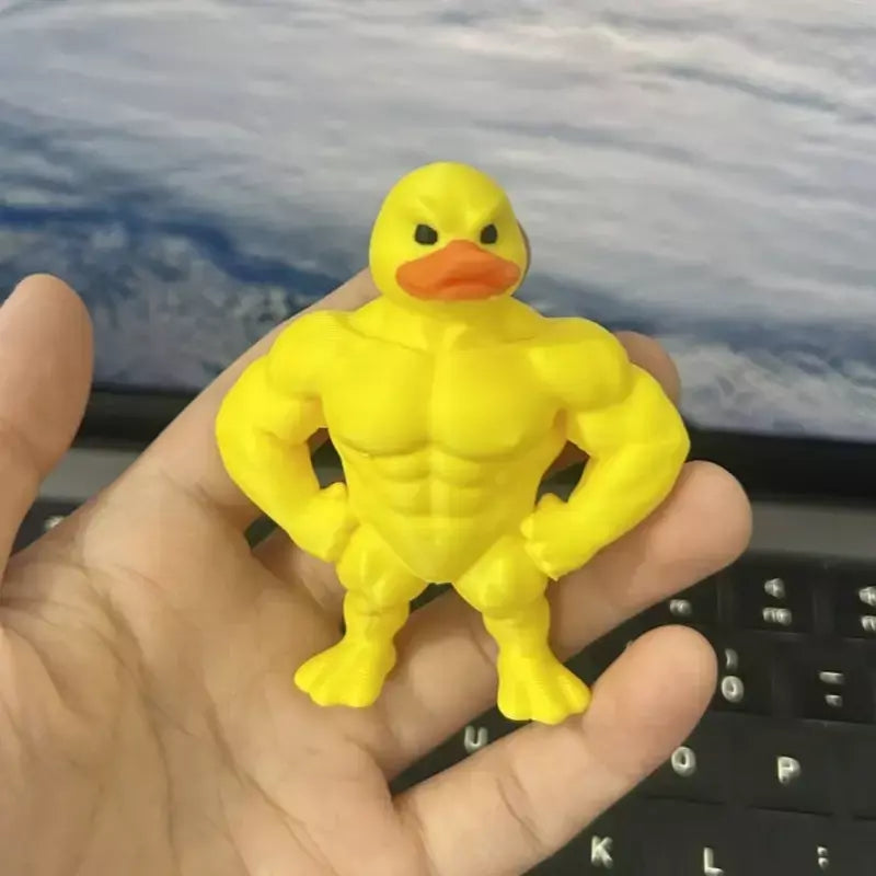 Estatueta de pato muscular ornamento acessório de mesa 3d impresso brinquedo de pato engraçado acessório de escritório presentes de aniversário