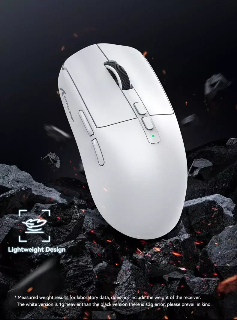 Mouse Bluetooth Attack Shark X6 PAW3395, conexão tri-mode 2.4, base de carregamento magnética RGB Touch, mouse macro para jogos