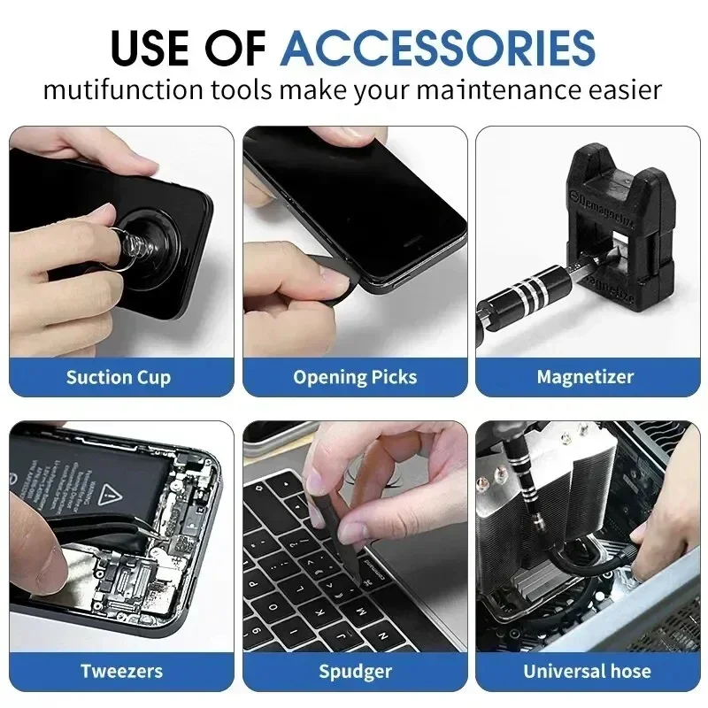 Conjunto de chave de fenda de precisão magnética 115 em 1, ferramentas de reparo eletrônico, driver de porca profissional para laptop, telefone, manutenção de pc