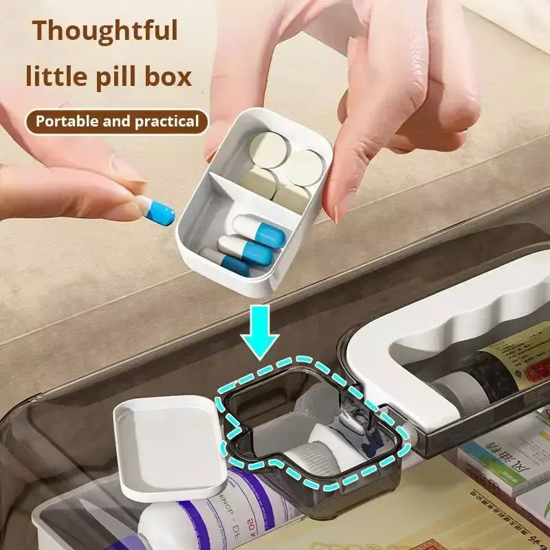1pc branco caixa de medicina de grande capacidade para armazenamento de medicina em casa classificação multi camada caixa de medicina em casa