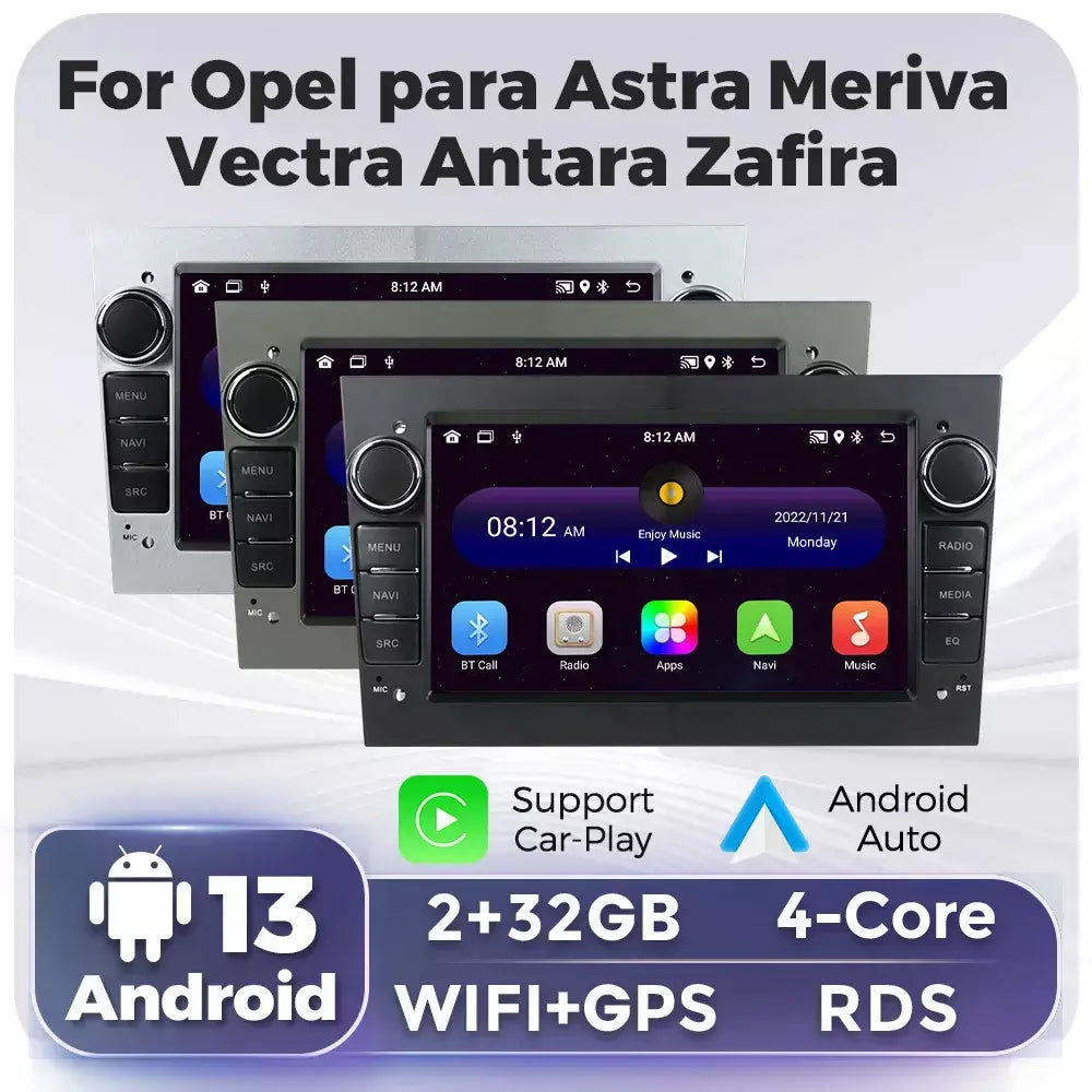 Rádio multimídia automotivo para opel astra h j 2004 vectra vauxhall antara zafira corsa c d vivaro meriva veda sem fio carplay auto bt