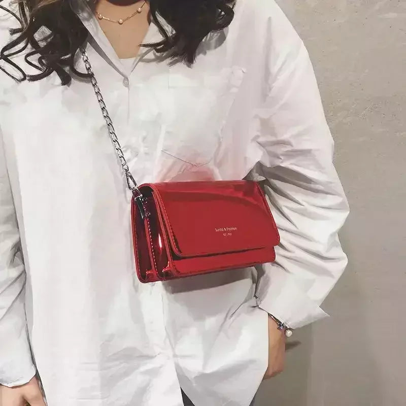 Bolsa de ombro quadrada para mulheres, bolsa crossbody de corrente, bolsa Y2K feminina, compras diárias, prata, nova moda, 2023