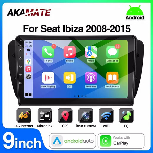 Rádio do carro de android para seat ibiza mk4 6j 2008-2015 reprodutor multimídia carplay android auto gps bluetooth wifi unidade principal do carro 9 polegadas